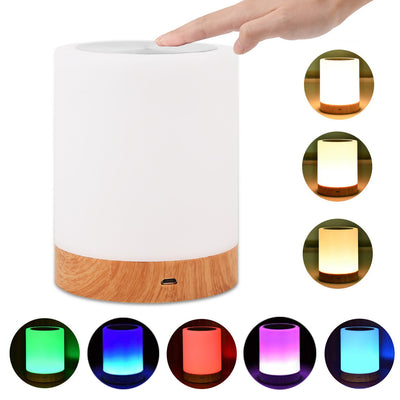 LED colorful creative wood grain charging night light atmosphere light